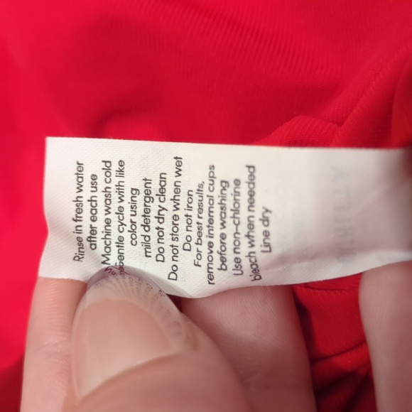 Athleta bright red one piece low back ribbed swimsuit - Picture 6 of 8